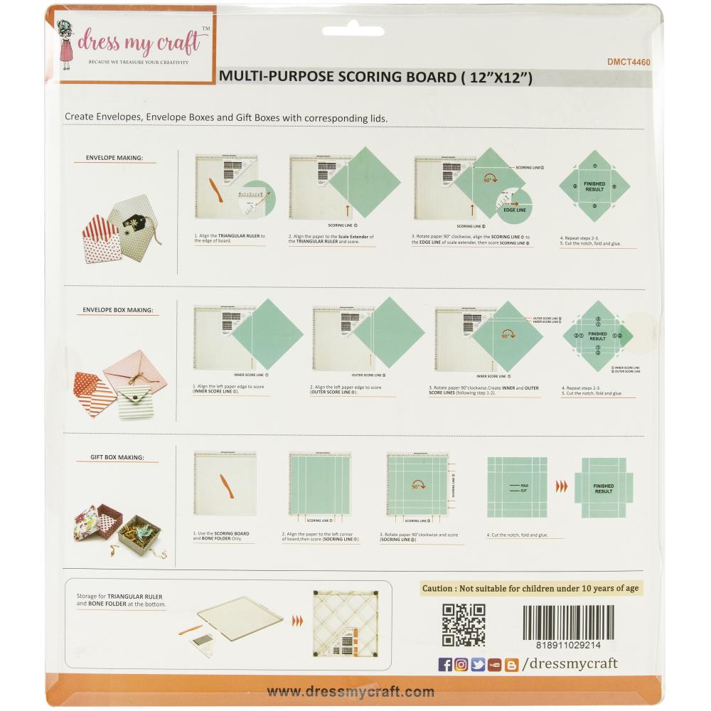 DRESS MY CRAFT MULTI PURPOSE SCORING BOARD 12" X 12"