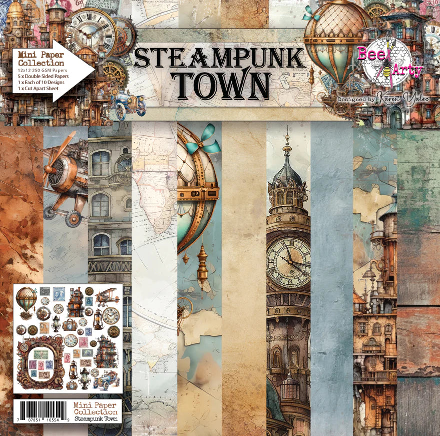 STEAMPUNK TOWN 12" X 12" MINI PAPER COLLECTION PACK - BEE ARTY