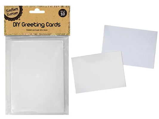 PACK OF 10 DIY RECTANGLE GREETING CARDS & ENVELOPES FROM KRAFTERS KORNER