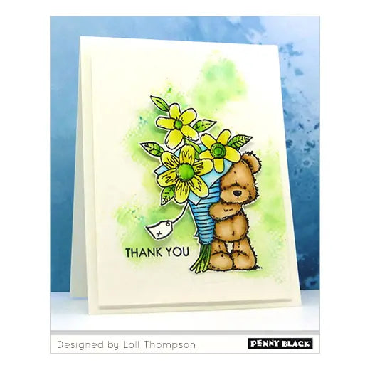 FLOWER TEDDY - PENNY BLACK CLEAR STAMP