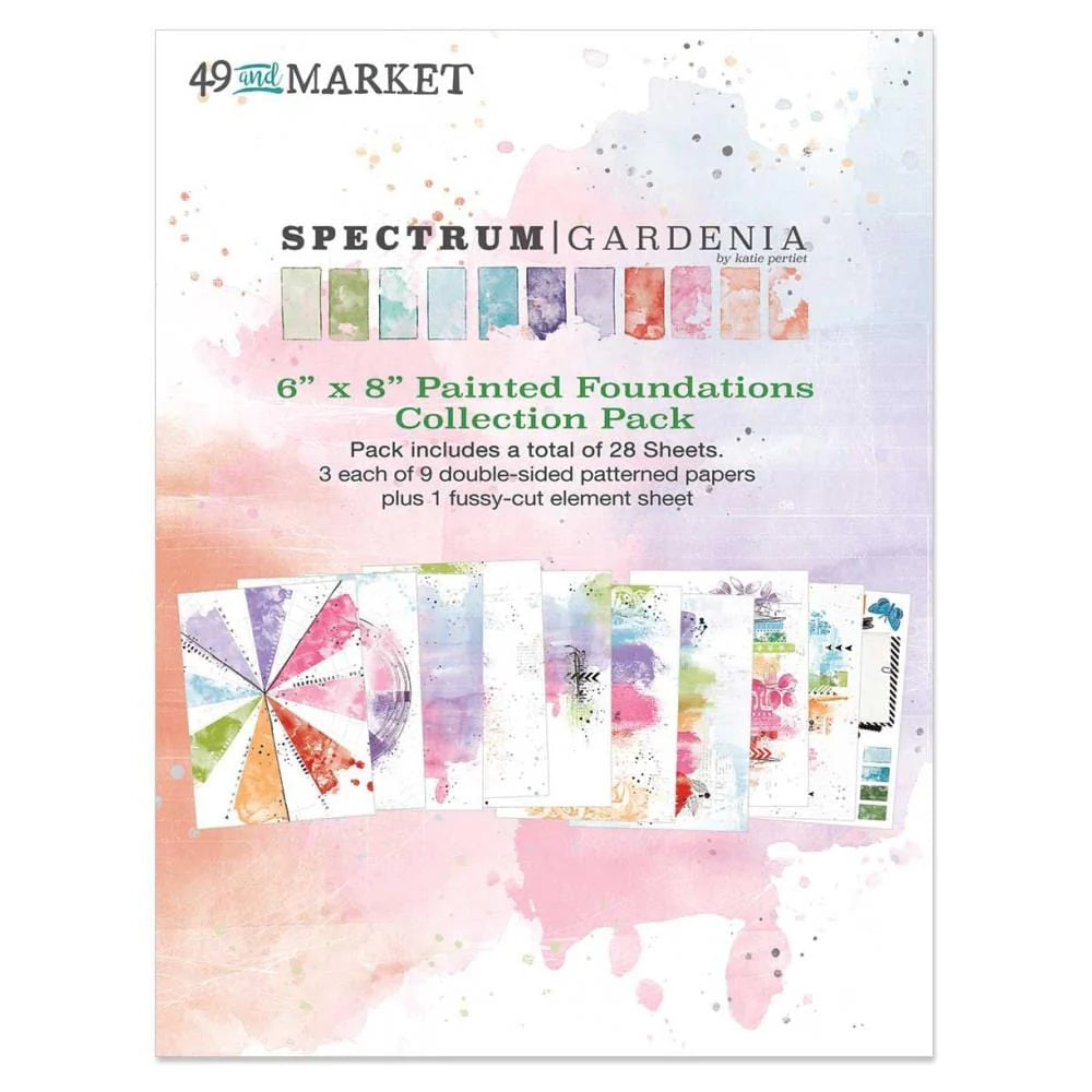 SPECTRUM GARDENIA PAINTED FOUNDATIONS 6" X 8" MINI PAPER COLLECTION - 49 AND MARKET