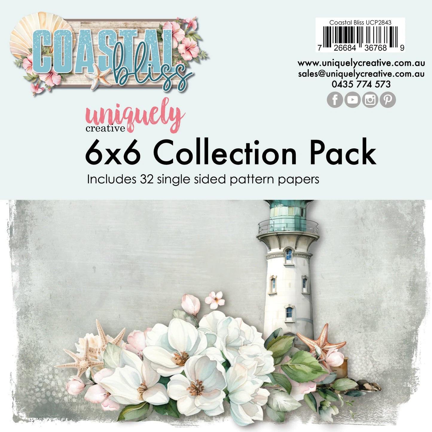 COASTAL BLISS 6" x 6" COLLECTION PACK BY UNIQUELY CREATIVE