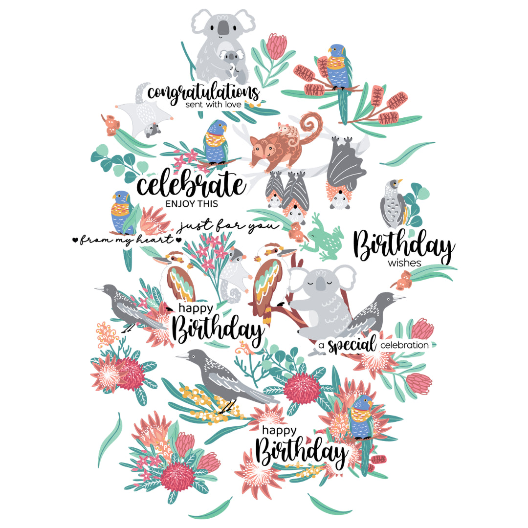AUSSIE TREE DWELLERS A5 CARD MAKER'S COLLECTION/CREATIVE CUTS PACK BY UNIQUELY CREATIVE