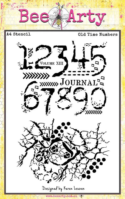 OLD TIME NUMBER A4 STENCIL BY BEE ARTY
