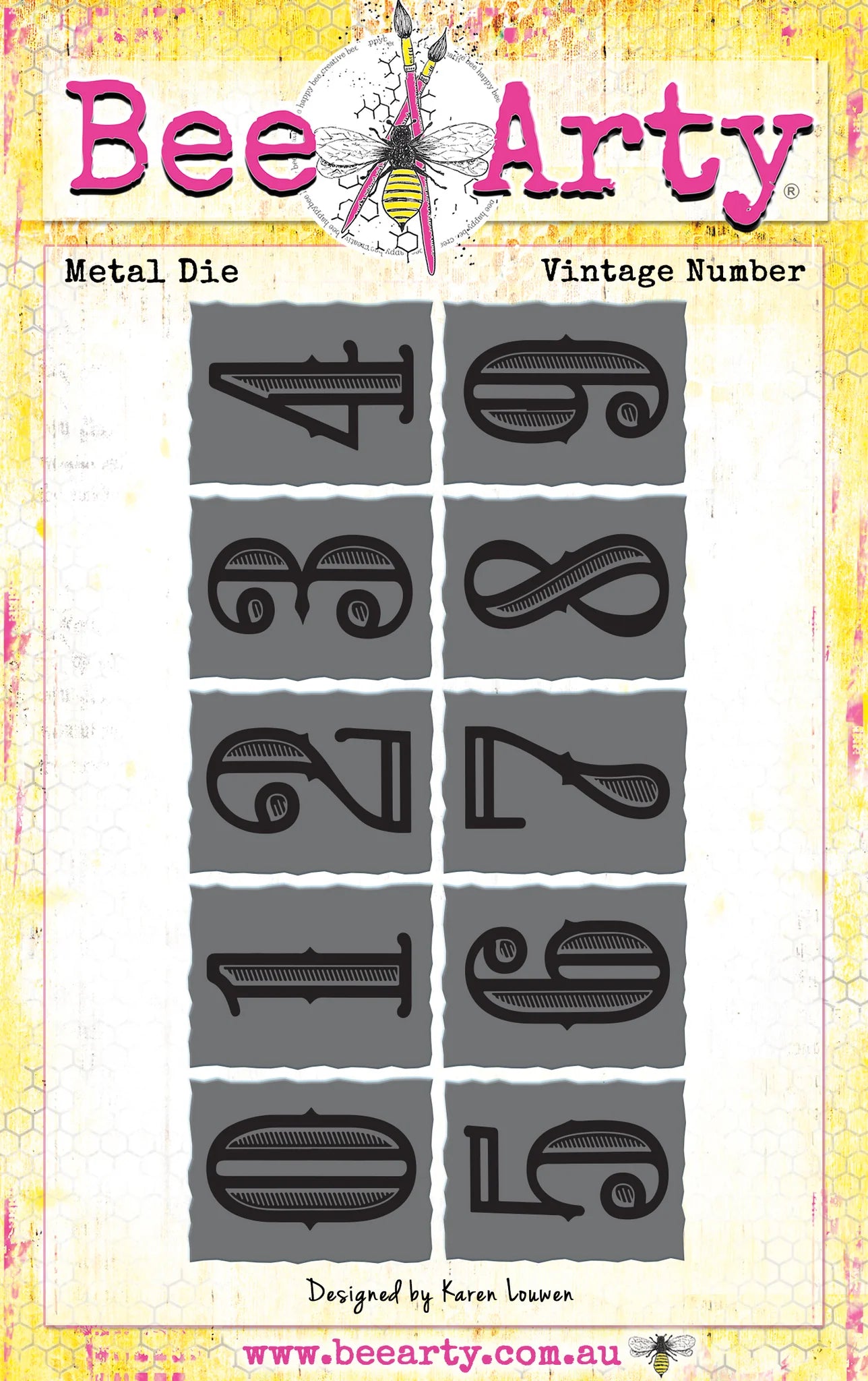 VINTAGE NUMBERS DIE BY BEE ARTY