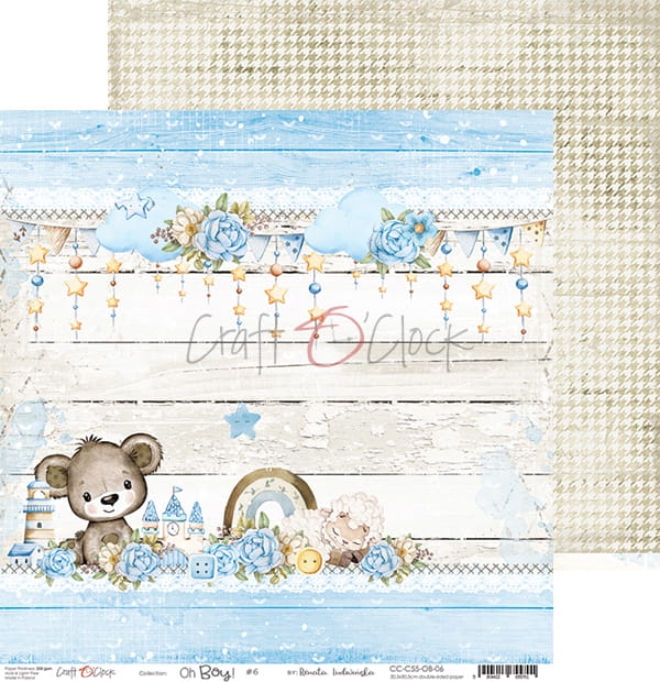 OH, BOY! 12" X 12" SET OF PAPERS - CRAFT O'CLOCK