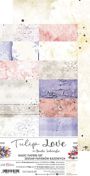 TULIP LOVE SET OF BASIC PAPERS - CRAFT O'CLOCK