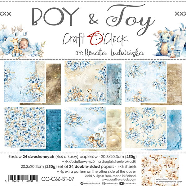 BOY & TOY 8" X 8" MIXED PAPER SET BY CRAFT O' CLOCK