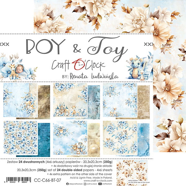 BOY & TOY 8" X 8" MINI SET OF PAPERS - CRAFT O'CLOCK