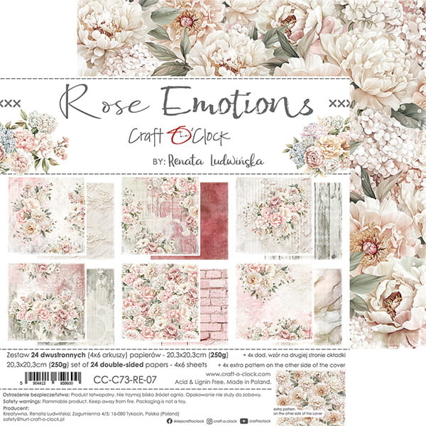 ROSE EMOTIONS 8" X 8" MINI SET OF PAPERS - CRAFT O'CLOCK