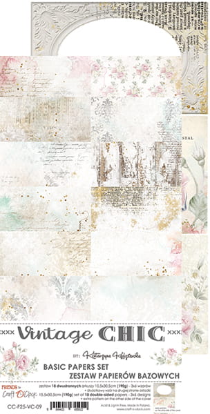 VINTAGE CHIC SET OF BASIC PAPERS - CRAFT O'CLOCK