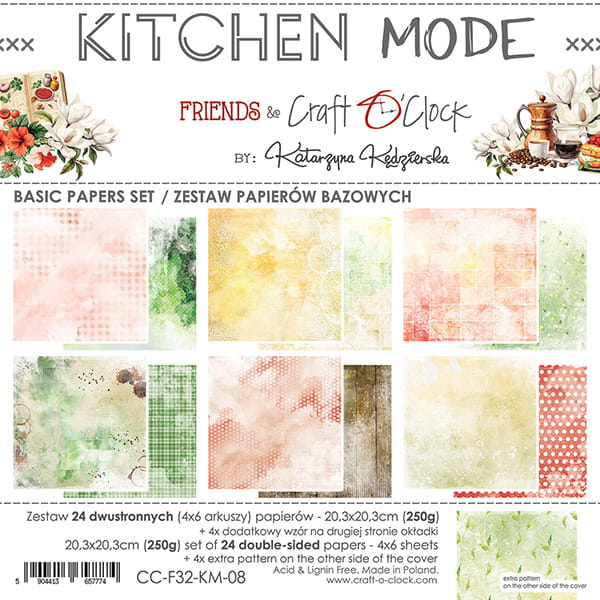 KITCHEN MODE 8" X 8" MINI SET OF BASIC PAPERS - CRAFT O'CLOCK