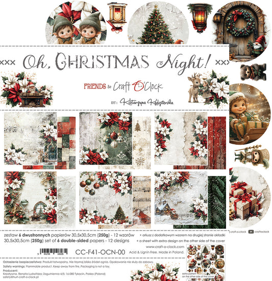 OH, CHRISTMAS NIGHT! 12" X 12" SET OF PAPERS - CRAFT O'CLOCK