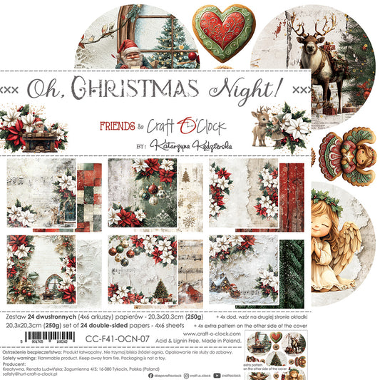 OH, CHRISTMAS NIGHT! 8" X 8" MINI SET OF PAPERS -  CRAFT O'CLOCK