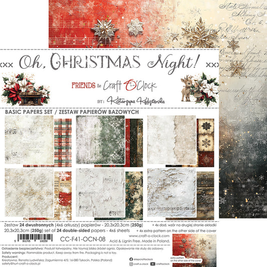 OH, CHRISTMAS NIGHT! 8" X 8" MINI SET OF BASIC PAPERS -  CRAFT O'CLOCK
