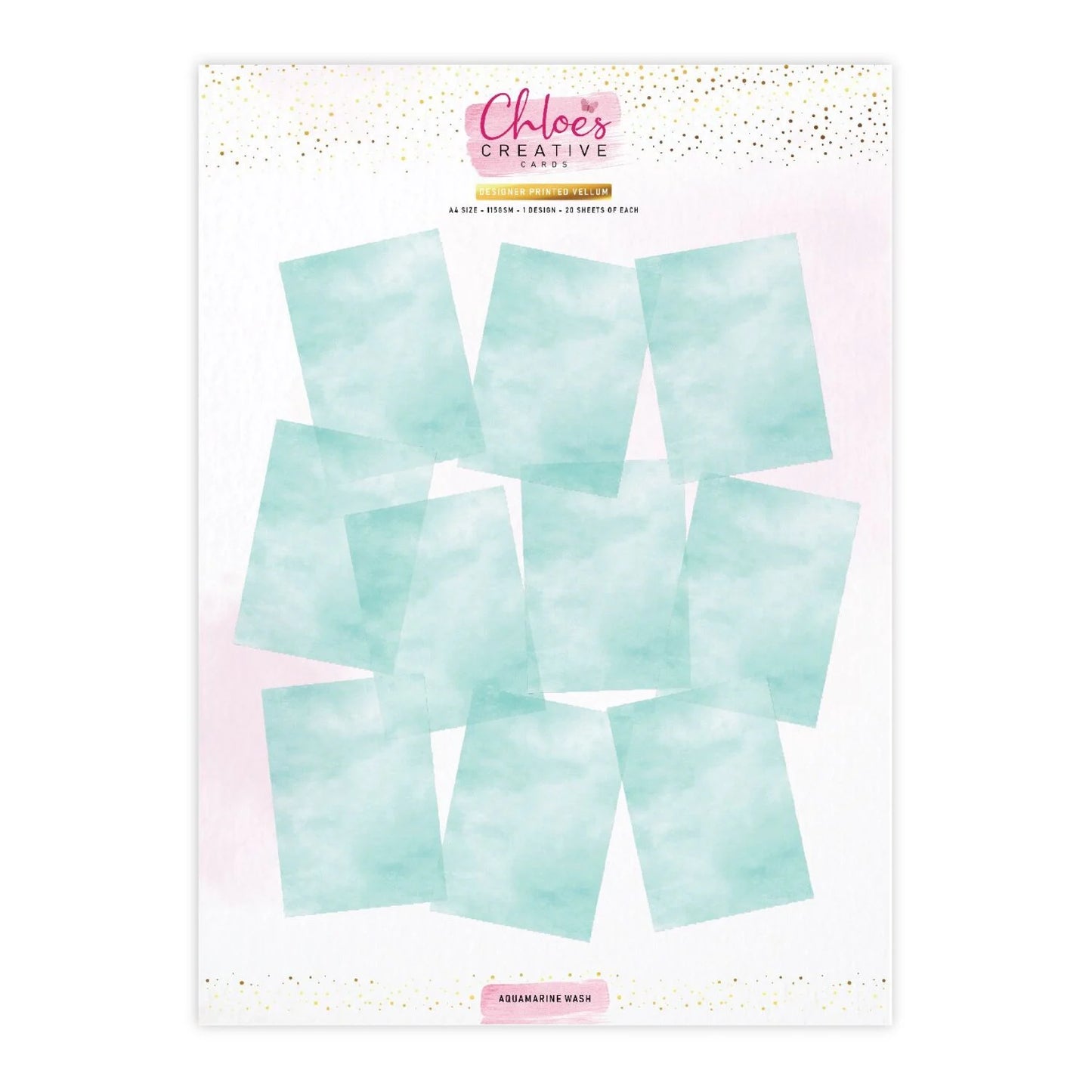 CHLOES CREATIVE CARDS DESIGNER PRINTED A4 VELLUM -AQUAMARINE WASH