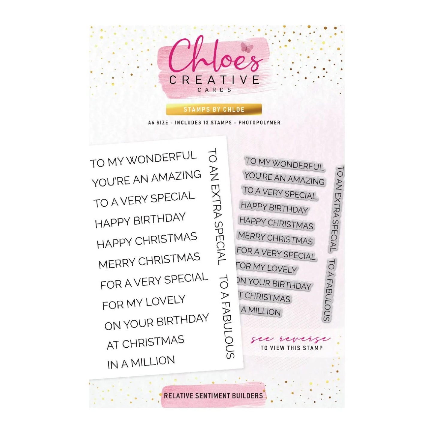CHLOES CREATIVE CARDS RELATIVE SENTIMENT BUILDERS STAMP SET