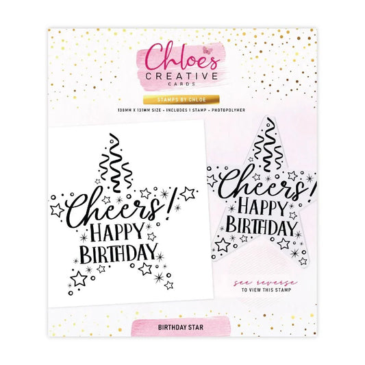 STAMPS BY CHLOE CHEERS HAPPY BIRTHDAY STAR CLEAR PHOTOPOLYMER STAMP