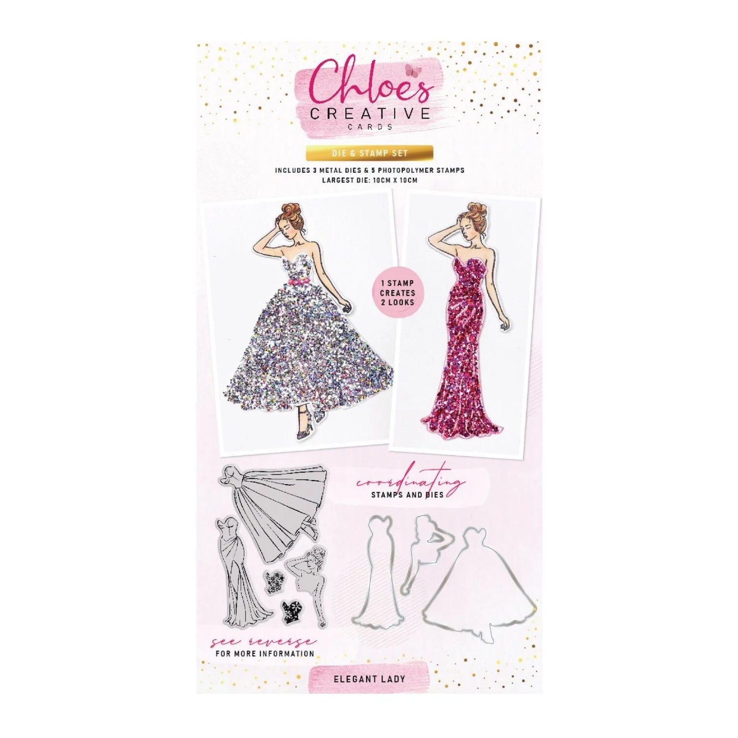 CHLOES CREATIVE CARDS STAMP AND DIE SET - ELEGANT LADY