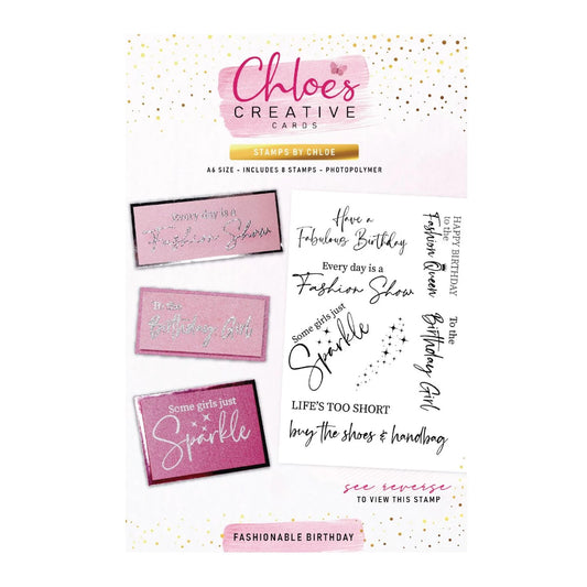CHLOES CREATIVE CARDS FASHIONABLE BIRTHDAY CLEAR PHOTOPOLYMER STAMP SET