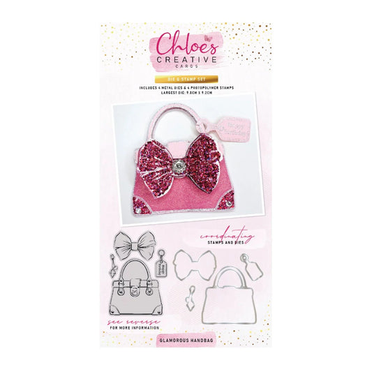 CHLOES CREATIVE CARDS STAMP AND DIE SET - GLAMOROUS HANDBAG