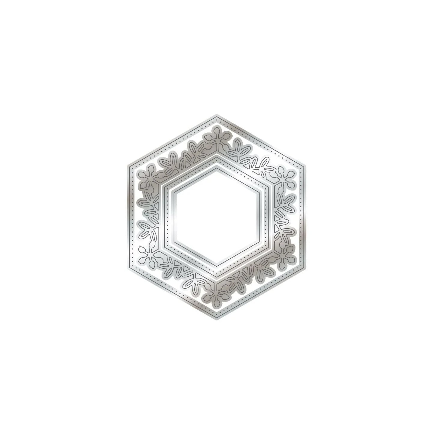 CHLOES CREATIVE CARDS METAL DIE SET - LEAFY LACE HEXAGON