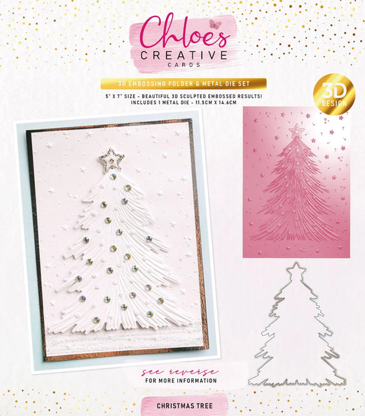 CHLOES CREATIVE CARDS CHRISTMAS TREE 5"x 7" 3D EMBOSSING FOLDER AND DIE SET