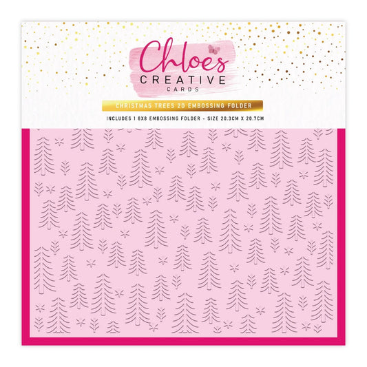 CHLOES CREATIVE CARDS CHRISTMAS TREES 8"x 8" 2D EMBOSSING FOLDER