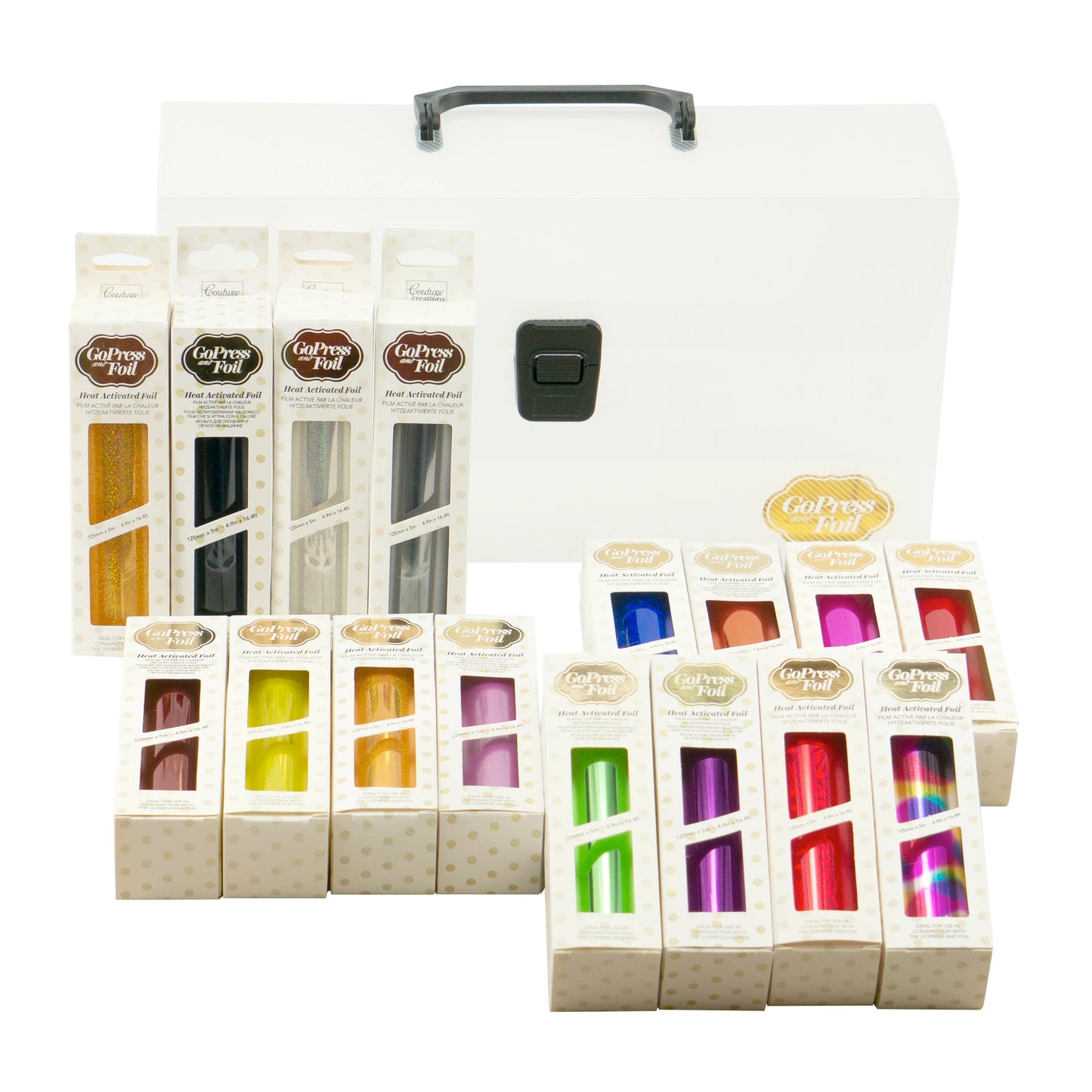 GO PRESS & FOIL CARRY CASE CONTAINING 16 COLOURS - COUTURE CREATIONS