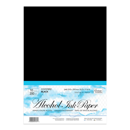 A4 ALCOHOL INK PAPER - BLACK - PACK OF 10 - COUTURE CREATIONS
