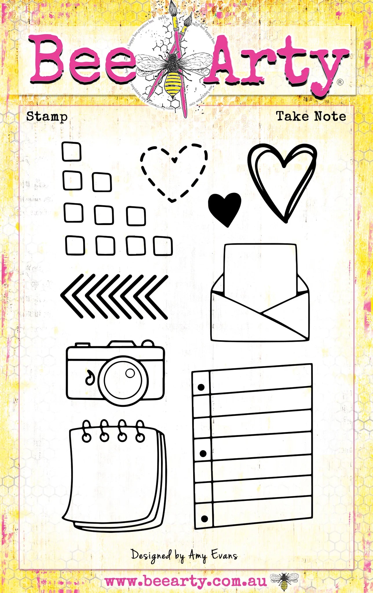 TAKE NOTE CLEAR STAMP SET BY BEE ARTY
