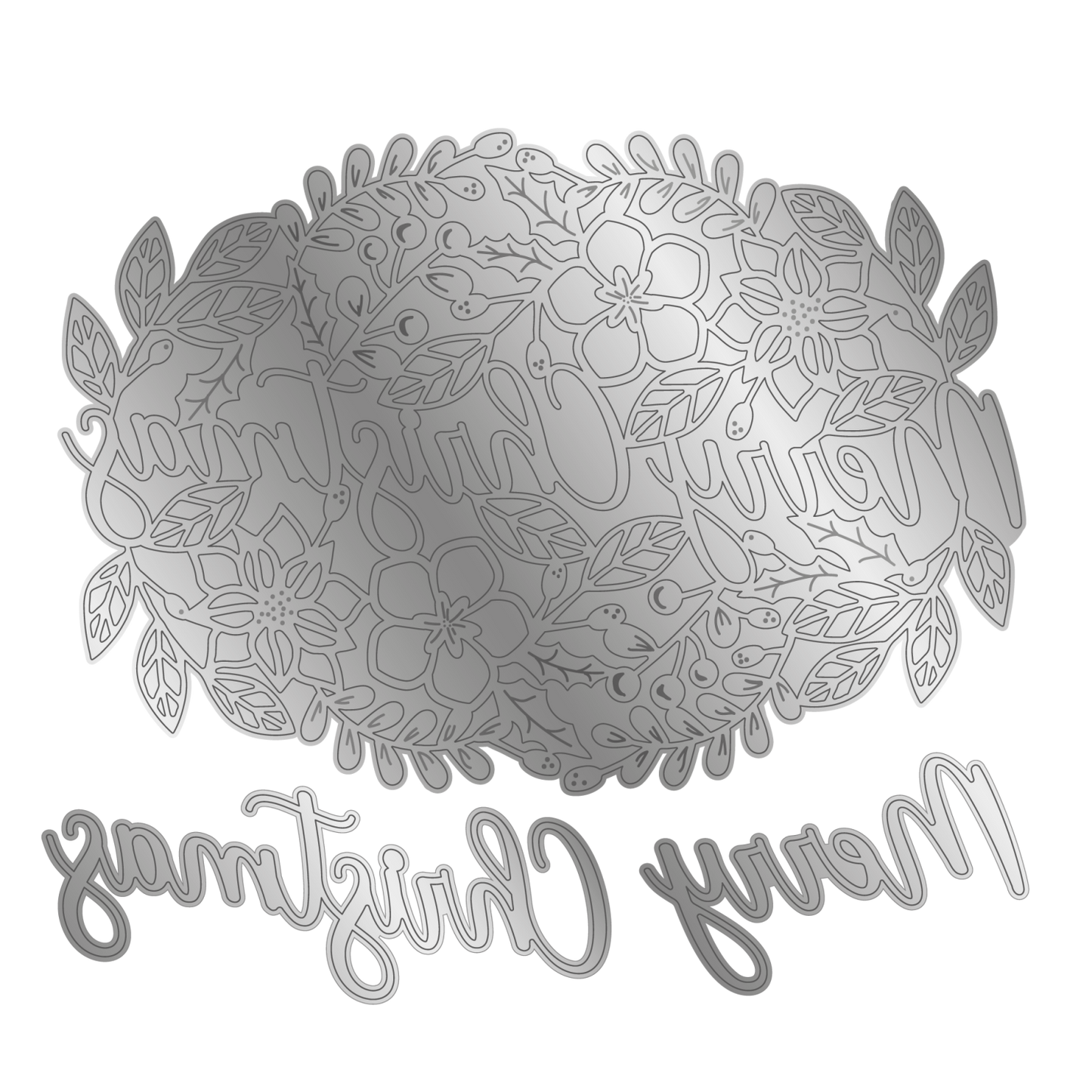 CHLOES CREATIVE CARDS METAL DIE SET - FLORAL MERRY CHRISTMAS