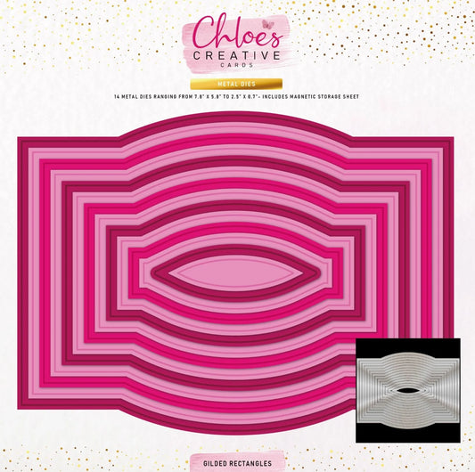 CHLOES CREATIVE CARDS METAL DIE SET - 6 X 8 GILDED RECTANGLES