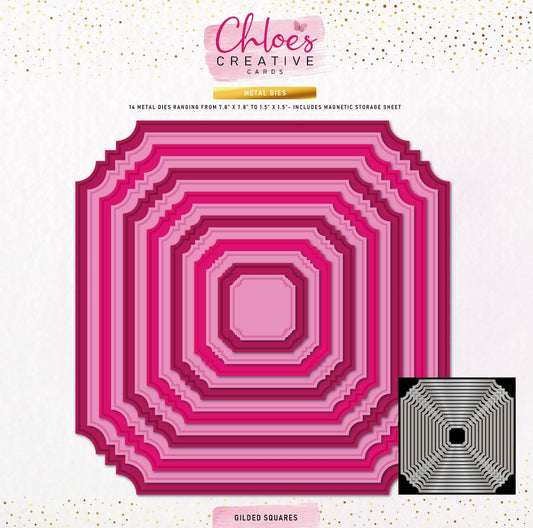 CHLOES CREATIVE CARDS METAL DIE SET - 8 X 8 GILDED SQUARES