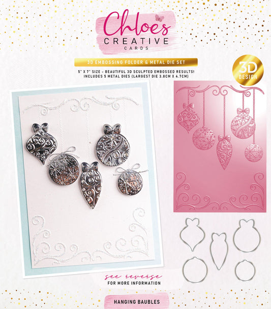 CHLOES CREATIVE CARDS HANGING BAUBLES 5"x 7" 3D EMBOSSING FOLDER AND DIE SET