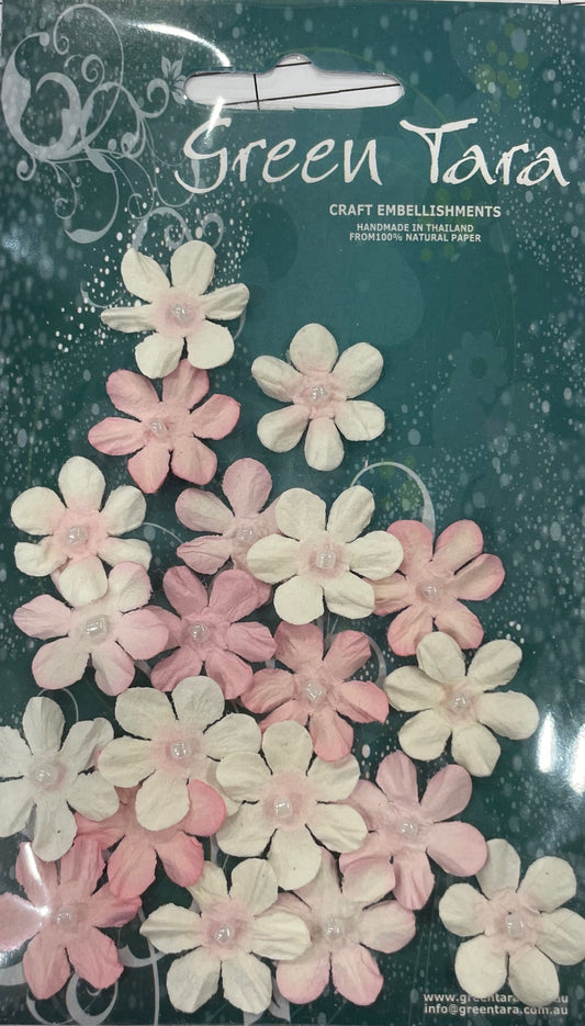 GREEN TARA FLOWER PACK - 20 MINI FLOWERS - ANTIQUE PINK