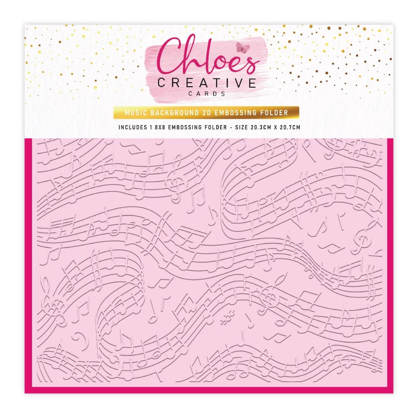 CHLOES CREATIVE CARDS MUSIC BACKGROUND 8"x 8" 2D EMBOSSING FOLDER