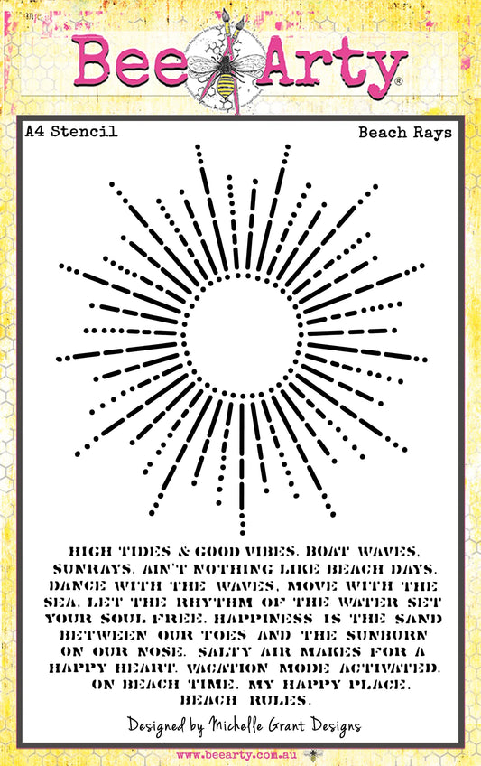 BEACH RAYS A4 STENCIL BY BEE ARTY