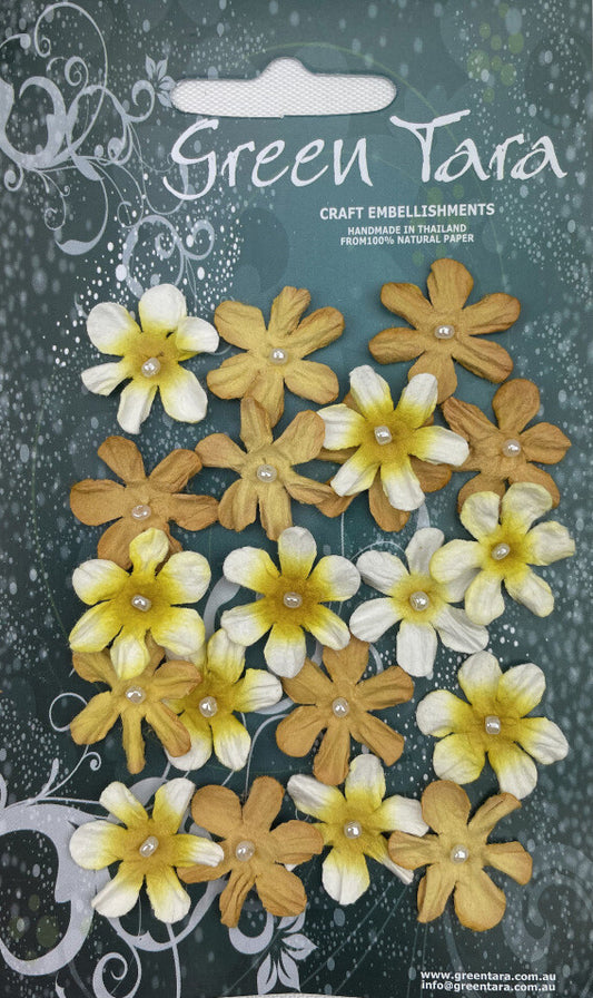 GREEN TARA FLOWER PACK - 20 MINI FLOWERS - OCHRE