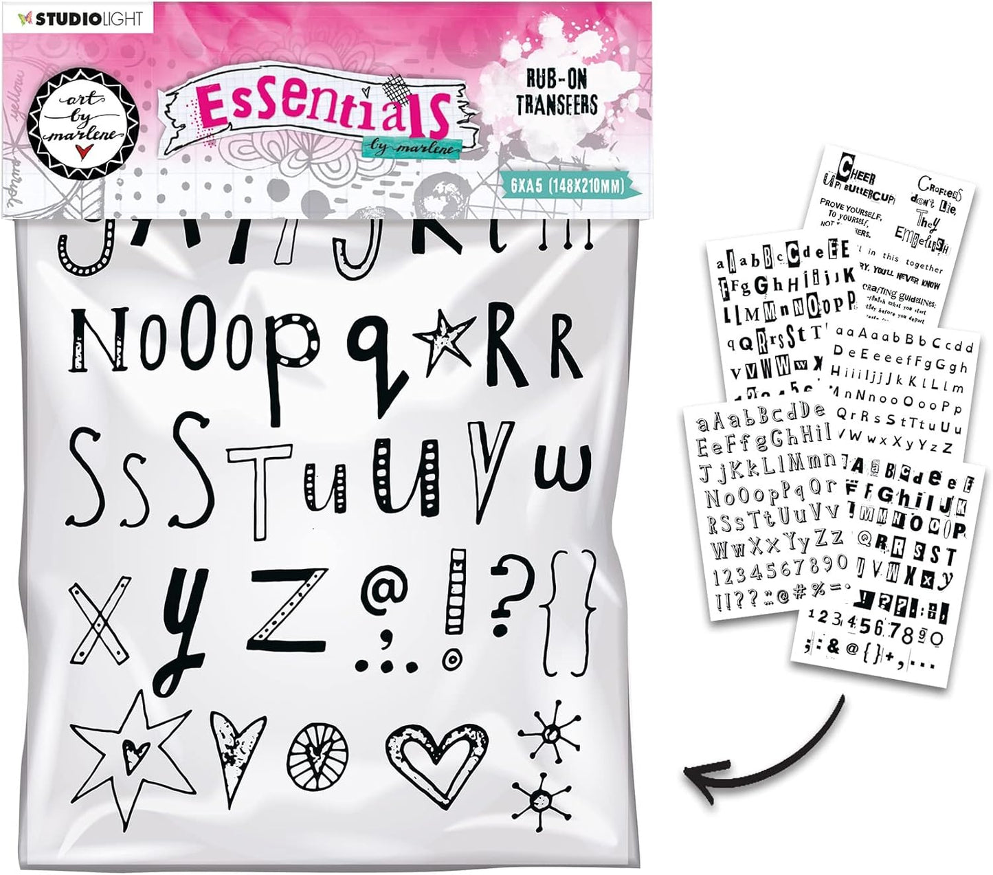 ART BY MARLENE ESSENTIALS ALPHABET & QUOTE RUB-ON PACK