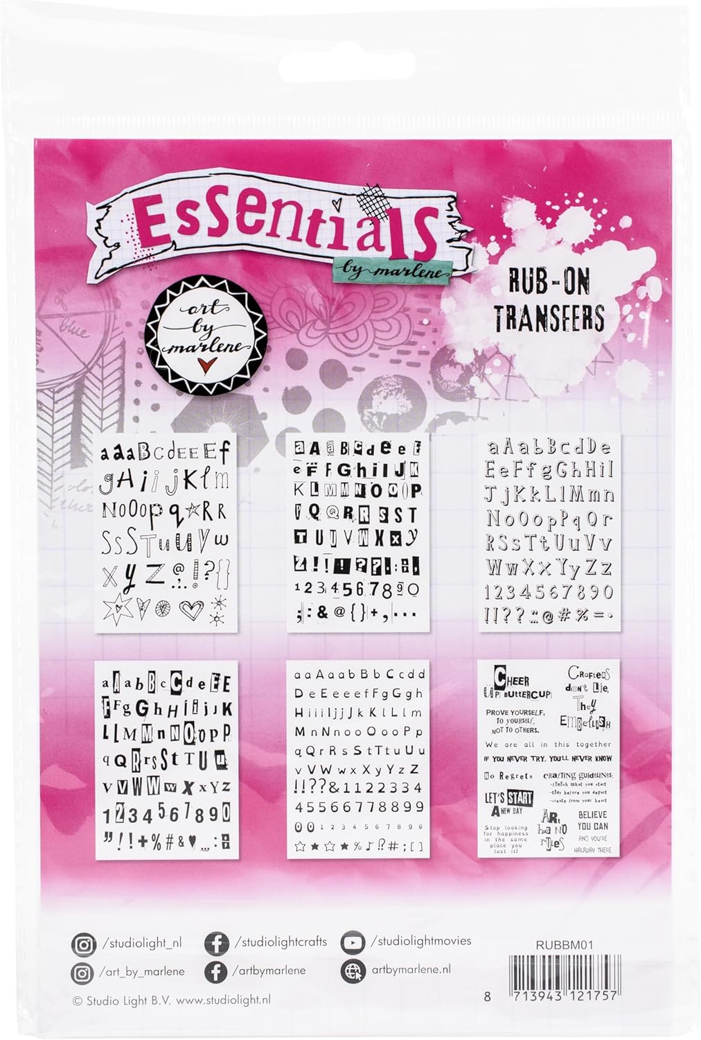 ART BY MARLENE ESSENTIALS ALPHABET & QUOTE RUB-ON PACK