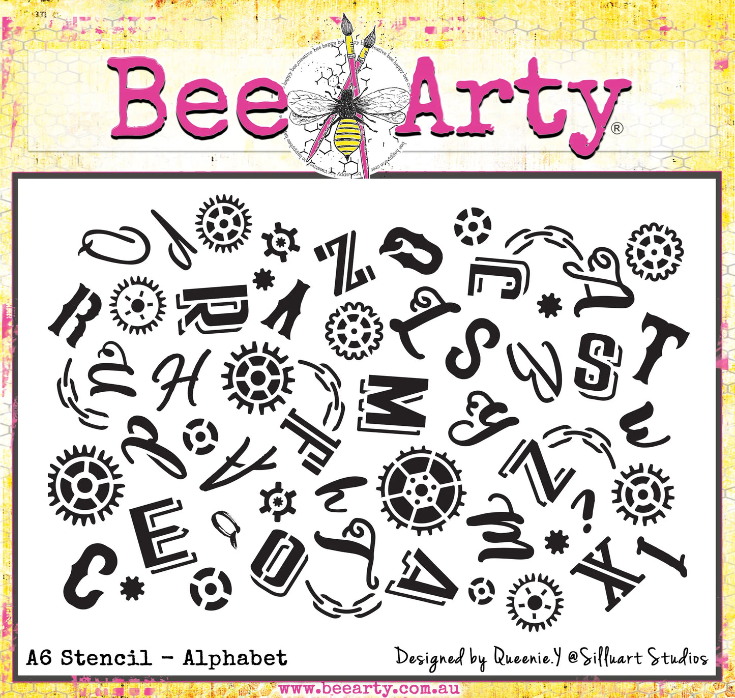 ALPHABET JUMBLE A6 STENCIL BY BEE ARTY