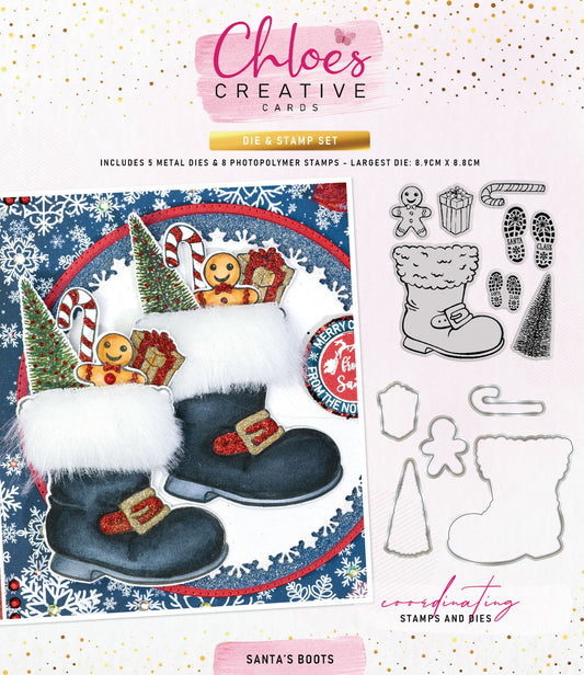 CHLOES CREATIVE CARDS DIE & STAMP SET - SANTA'S BOOTS