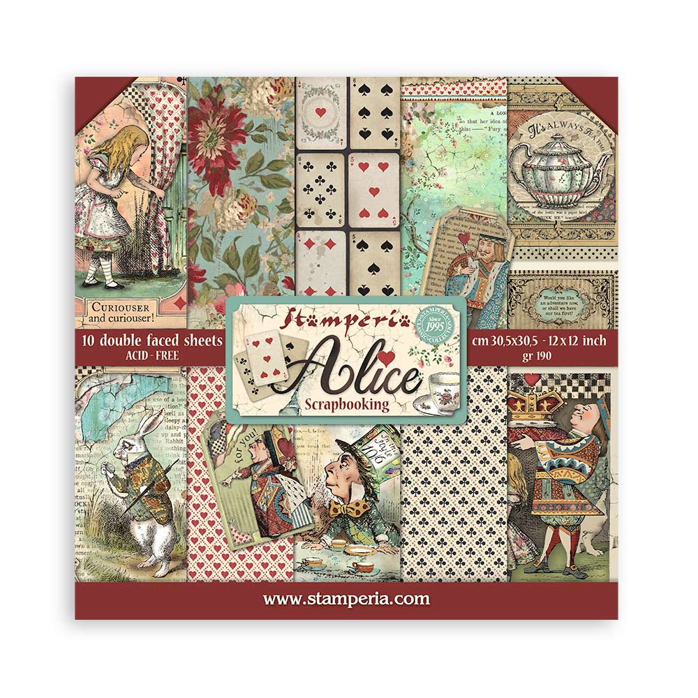 STAMPERIA DOUBLE SIDED 10 PAGE 12" X 12" PAPER PAD - ALICE IN WONDERLAND