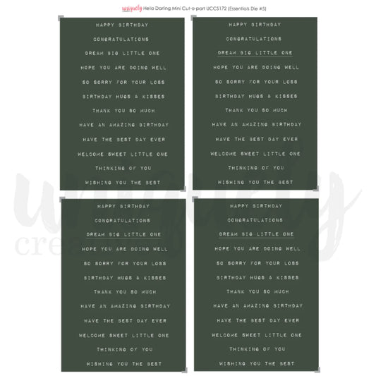 HELLO DARLING MINI CUT-A-PART SHEET BY UNIQUELY CREATIVE