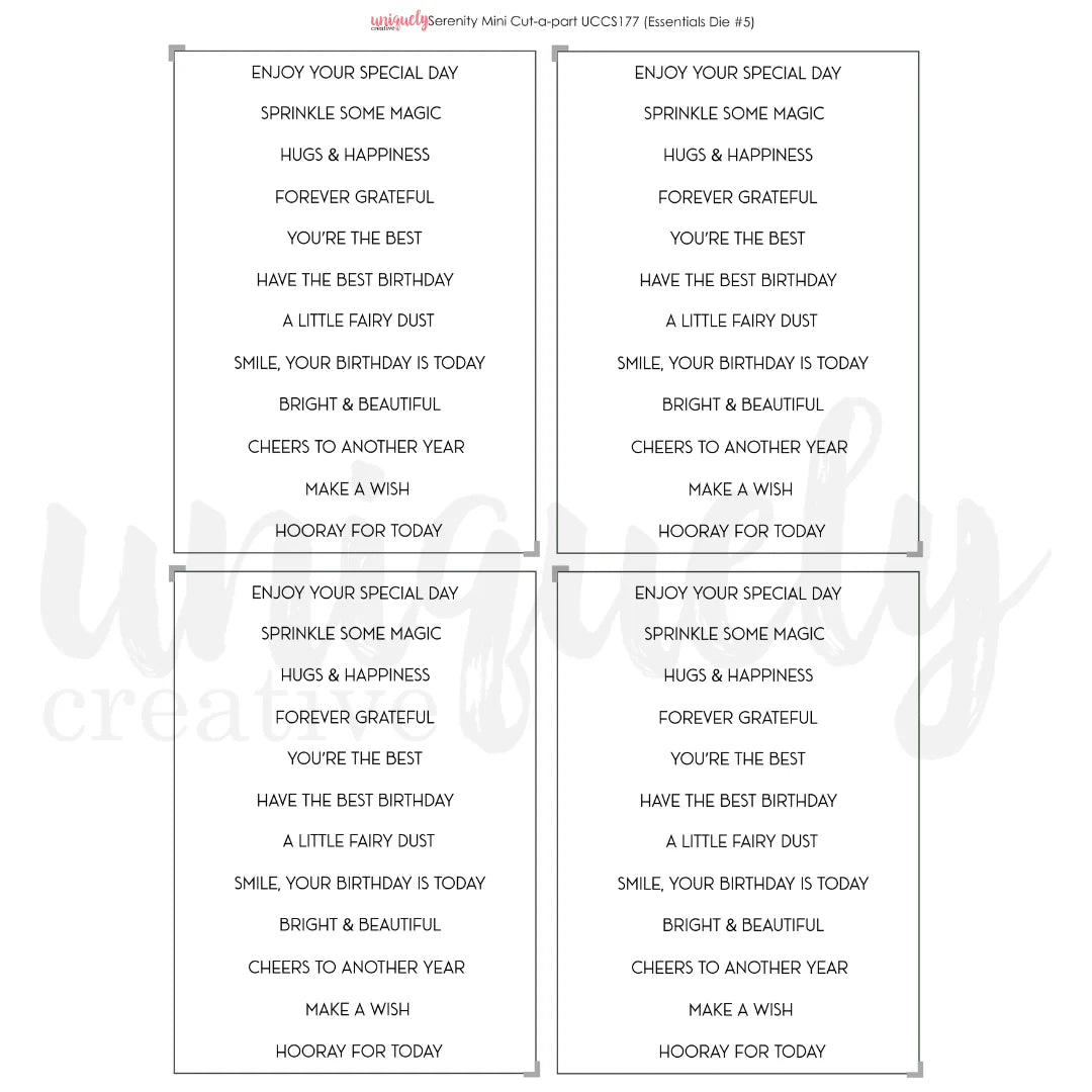 SERENITY MINI CUT-A-PART SHEET BY UNIQUELY CREATIVE