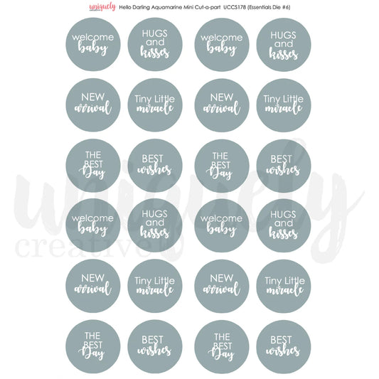 HELLO DARLING AQUAMARINE MINI CUT-A-PART SHEET BY UNIQUELY CREATIVE