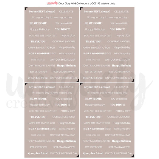 DEAR DIARY CUT-A-PART SHEET MINI BY UNIQUELY CREATIVE