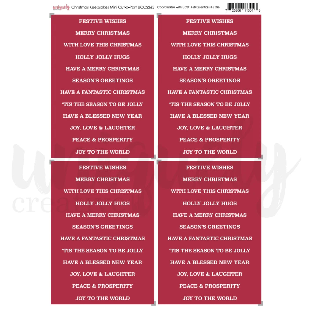 CHRISTMAS KEEPSAKES MINI CUT-A-PART SHEET