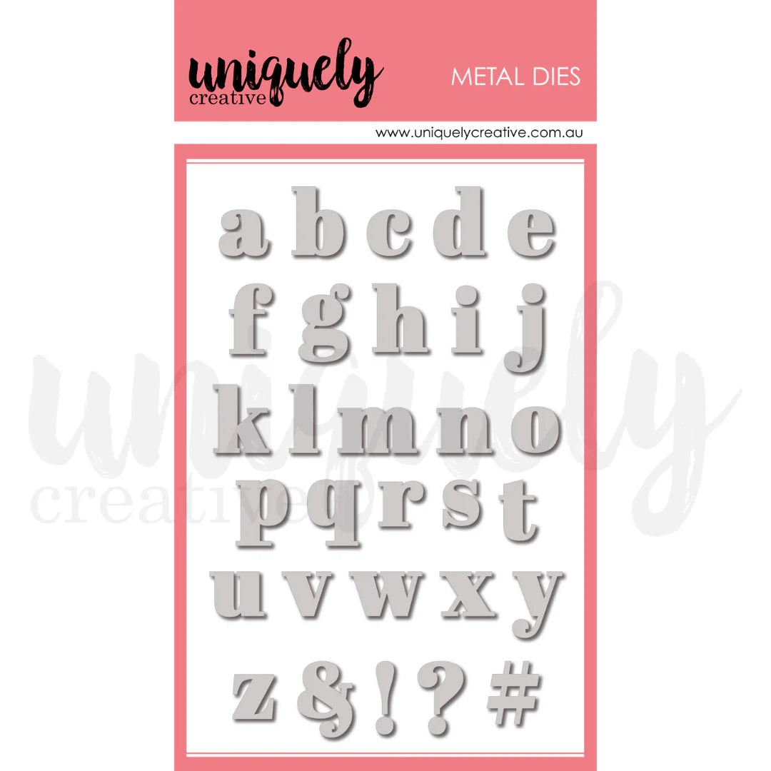 SERIF LOWERCASE ALPHA DIE SET BY UNIQUELY CREATIVE